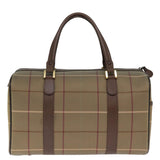 Luxury BurberrySs Nova Check Boston Bag Canvas Khaki Auth bs14854