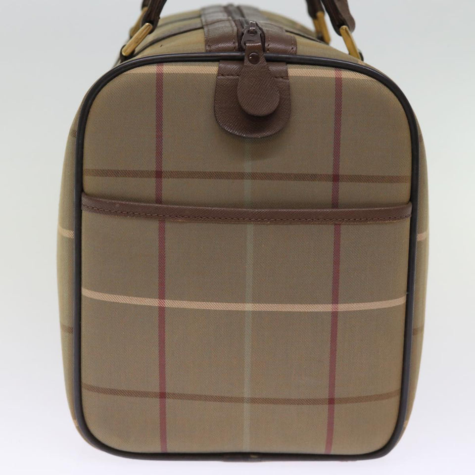 Luxury BurberrySs Nova Check Boston Bag Canvas Khaki Auth bs14854