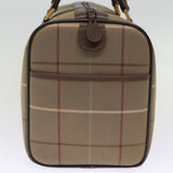Luxury BurberrySs Nova Check Boston Bag Canvas Khaki Auth bs14854