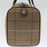 Luxury BurberrySs Nova Check Boston Bag Canvas Khaki Auth bs14854