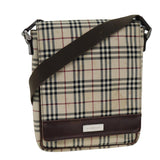Luxury Burberry Nova Check Shoulder Bag Canvas Beige Auth bs14883
