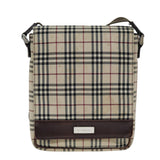 Luxury Burberry Nova Check Shoulder Bag Canvas Beige Auth bs14883