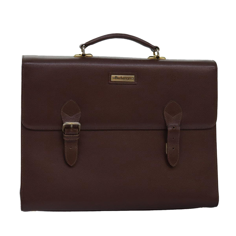 Luxury BurberrySs Hand Bag Leather Brown Auth bs14914