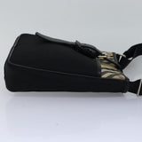 Luxury Burberry Nova Check Shoulder Bag Nylon Beige Black Auth bs14923