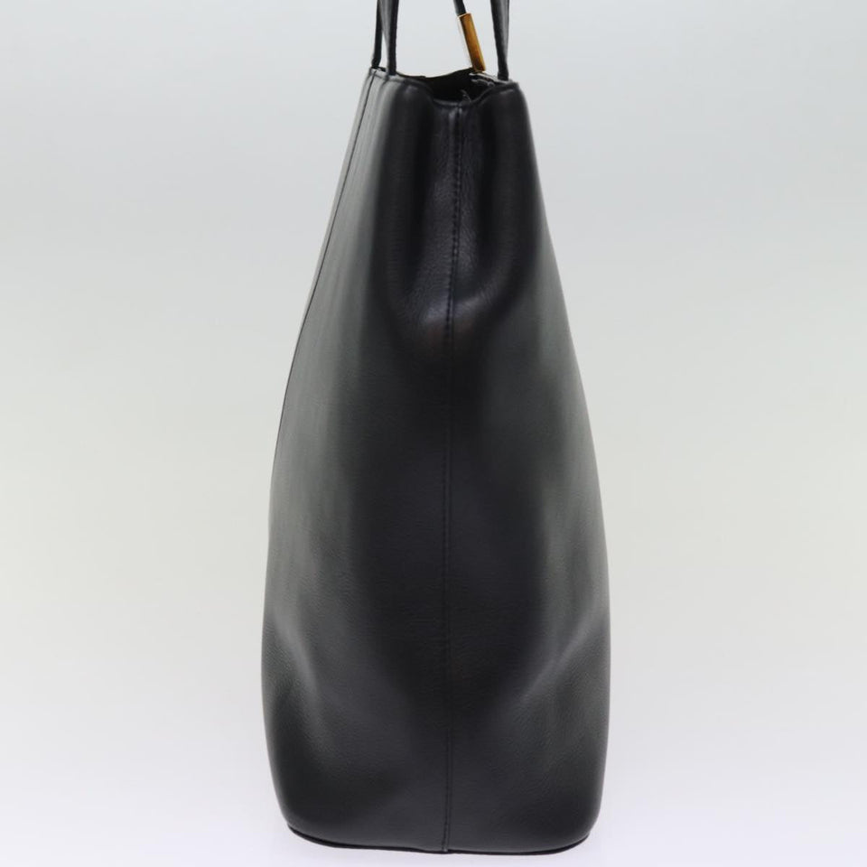 Luxury Burberry Tote Bag Leather Black Auth bs14933