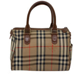 Luxury BurberrySs Nova Check Hand Bag Canvas Beige Auth bs14956