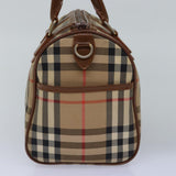 Luxury BurberrySs Nova Check Hand Bag Canvas Beige Auth bs14956