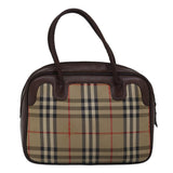Luxury BurberrySs Nova Check Hand Bag Canvas Beige Auth bs14957