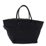 Luxury BurberrySs Nova Check Blue Label Hand Bag Nylon Beige Black Auth bs14994