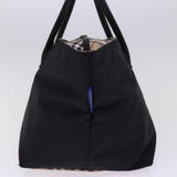 Luxury BurberrySs Nova Check Blue Label Hand Bag Nylon Beige Black Auth bs14994