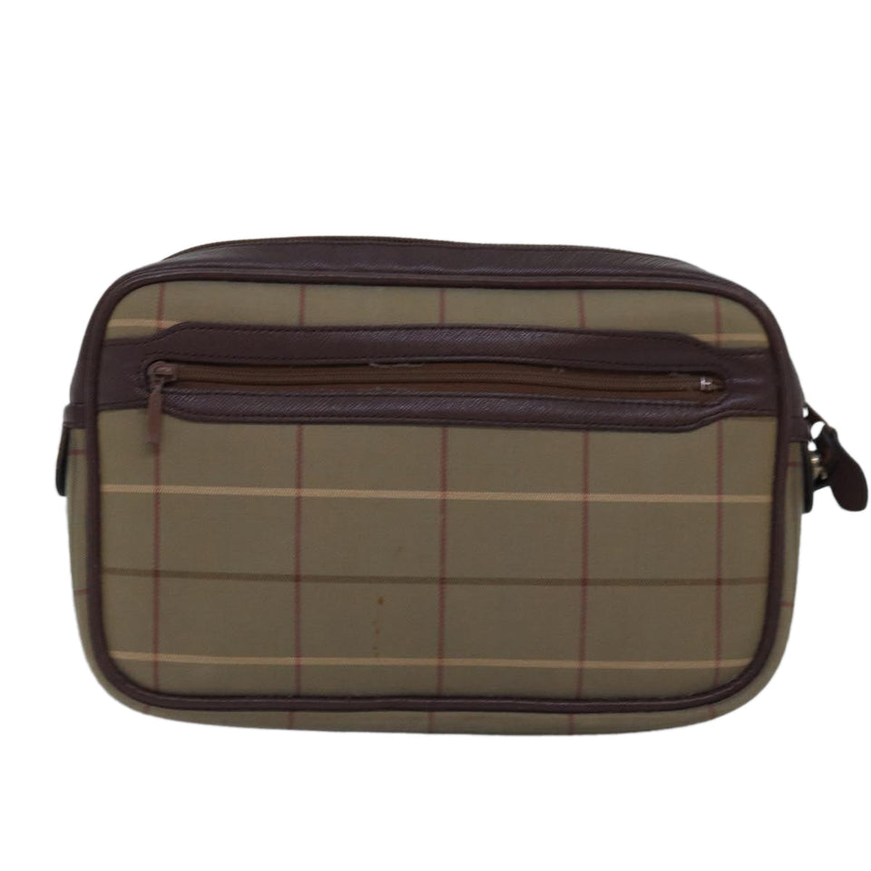 Luxury BurberrySs Nova Check Clutch Bag Canvas Beige Auth bs15066