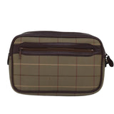 Luxury BurberrySs Nova Check Clutch Bag Canvas Beige Auth bs15066
