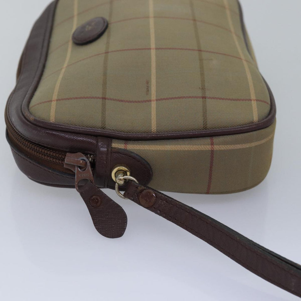 Luxury BurberrySs Nova Check Clutch Bag Canvas Beige Auth bs15066