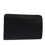 Luxury BurberrySs Clutch Bag Leather Black Auth bs15137
