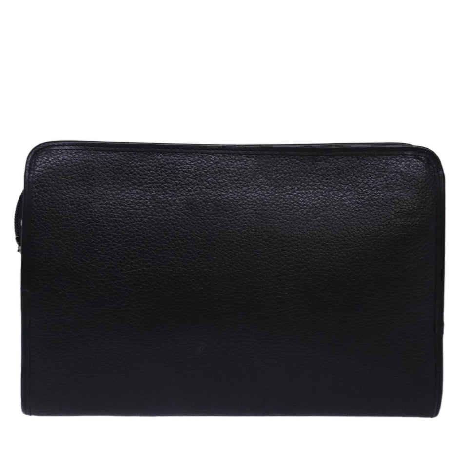 Luxury BurberrySs Clutch Bag Leather Black Auth bs15137