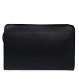 Luxury BurberrySs Clutch Bag Leather Black Auth bs15137