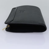 Luxury BurberrySs Clutch Bag Leather Black Auth bs15137