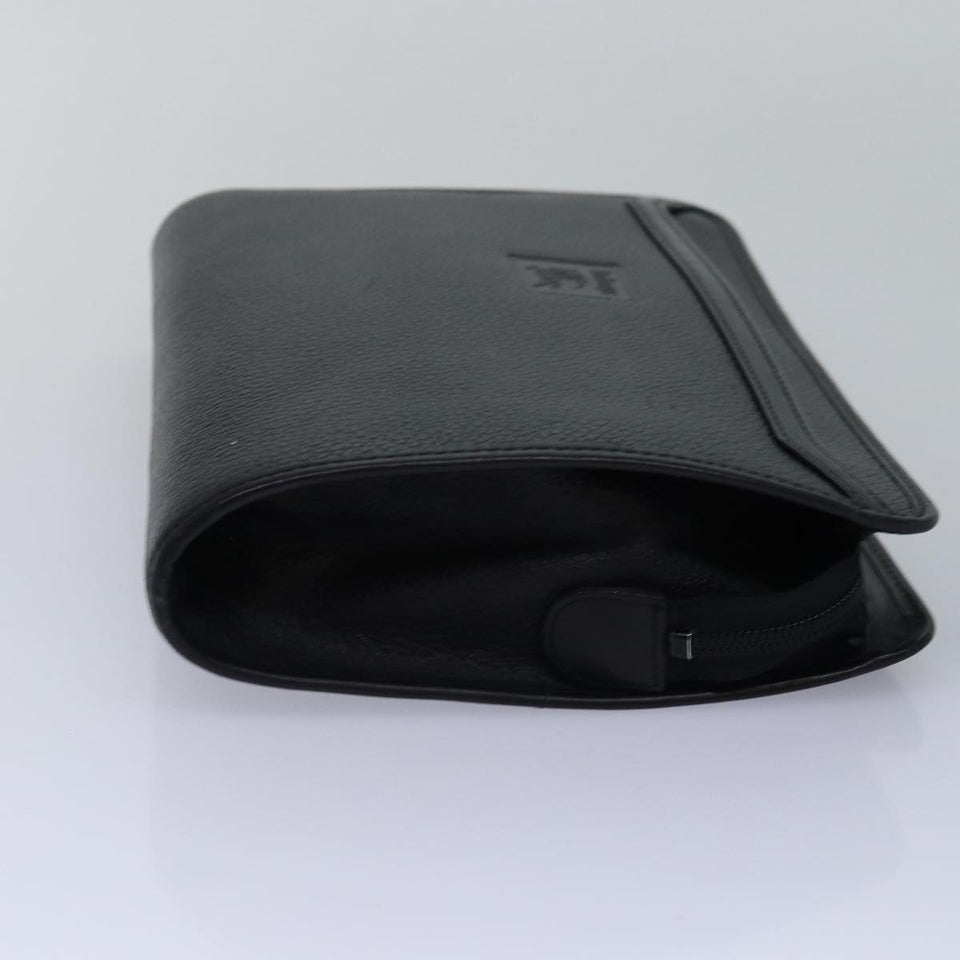 Luxury BurberrySs Clutch Bag Leather Black Auth bs15137