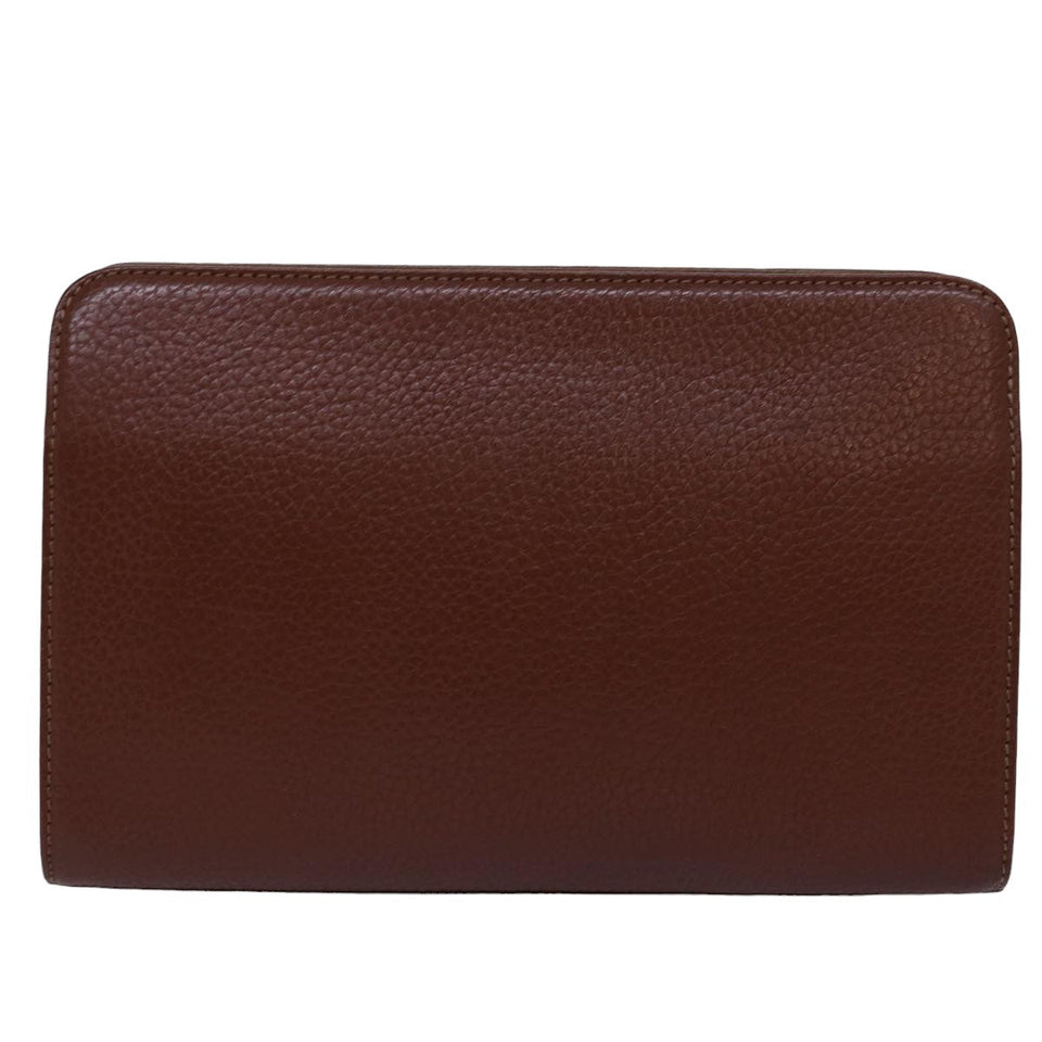 Luxury BurberrySs Clutch Bag Leather Brown Auth bs15138