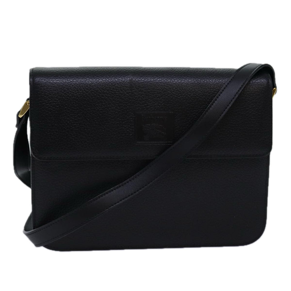 Luxury BurberrySs Shoulder Bag Leather Black Auth bs15151
