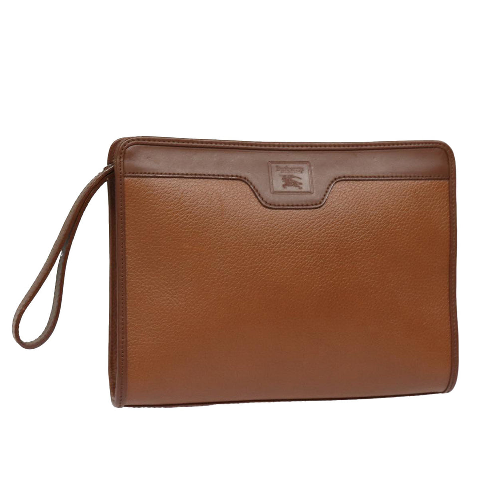 Luxury BurberrySs Clutch Bag Leather Brown Auth bs15306
