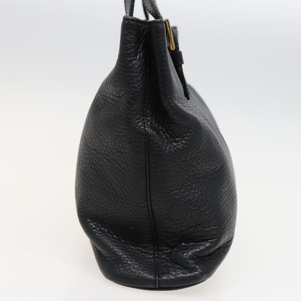 Luxury BurberrySs Hand Bag Leather Black Auth bs15308