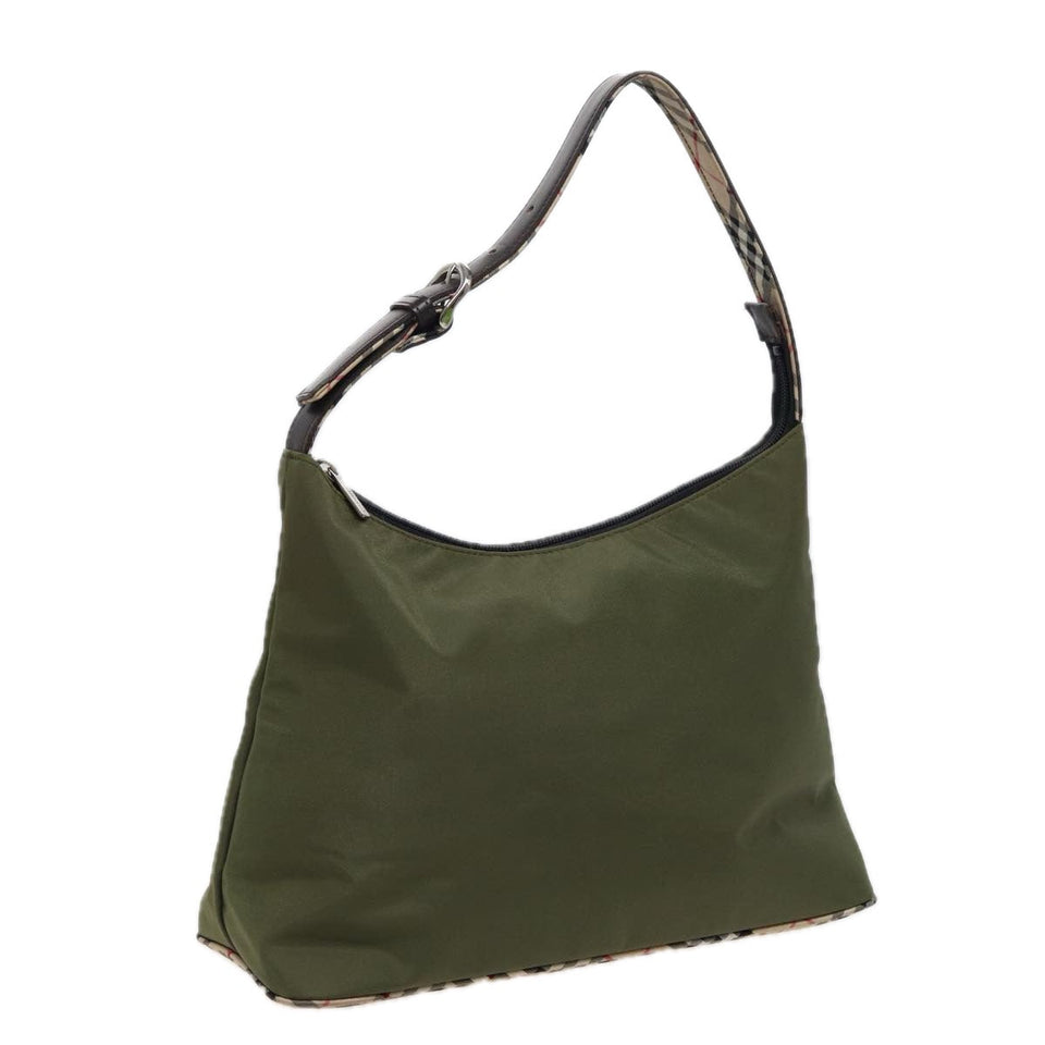 Luxury BurberrySs Blue Label Shoulder Bag Nylon Khaki Auth bs15353