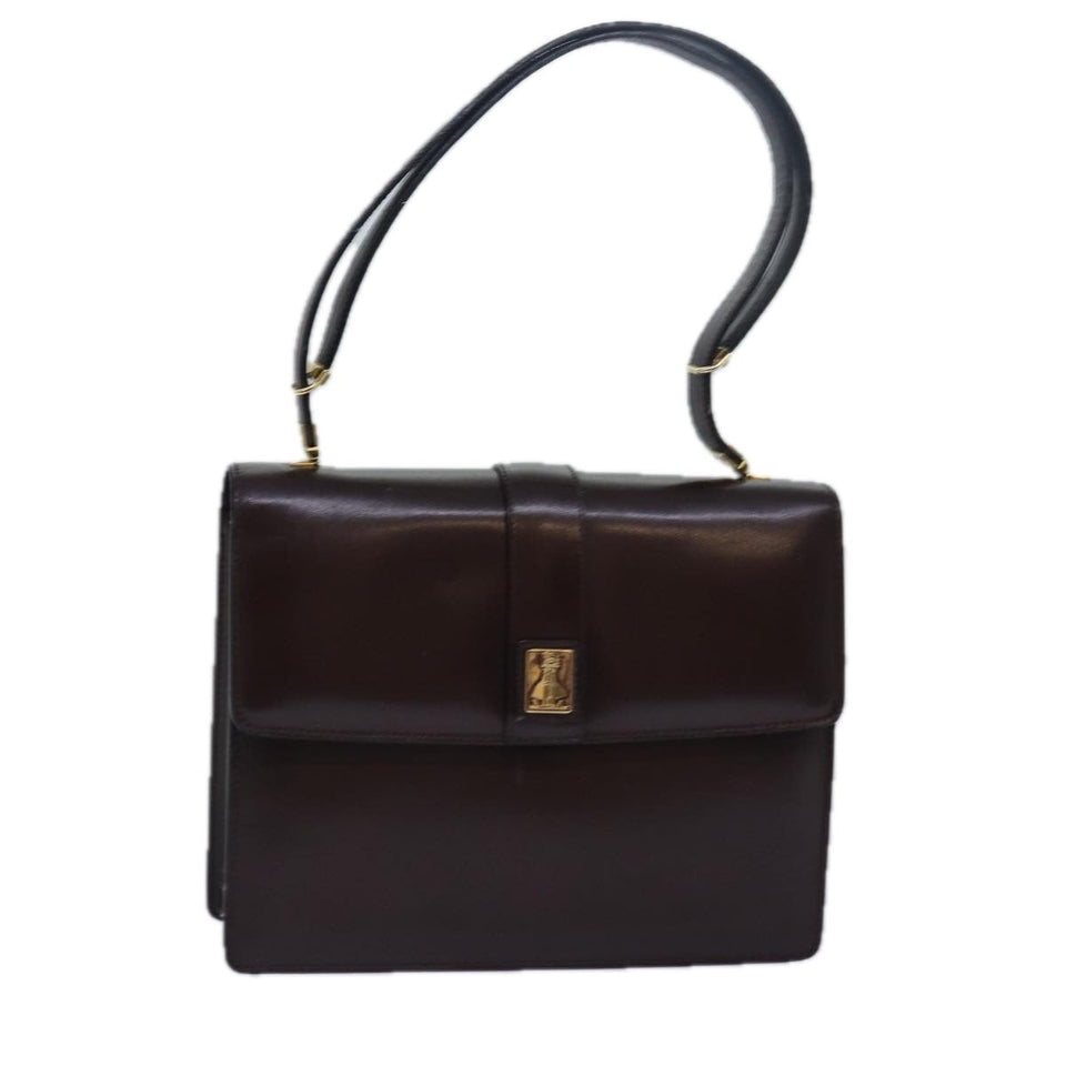 Luxury BurberrySs Nova Check Hand Bag Leather Brown Auth bs15451