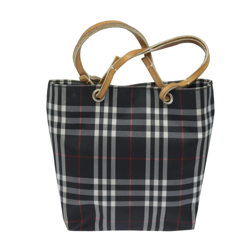 Luxury Burberry Nova Check Hand Bag Nylon Black Auth bs15673