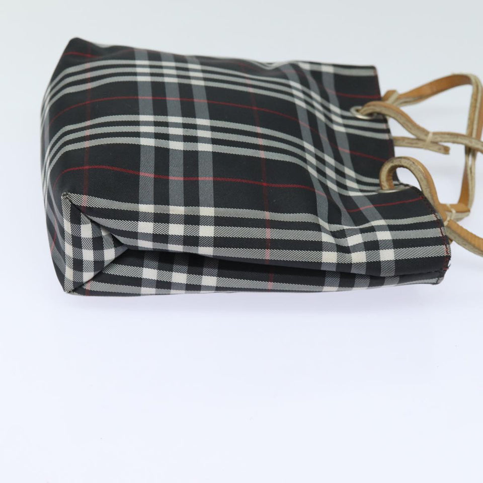 Luxury Burberry Nova Check Hand Bag Nylon Black Auth bs15673