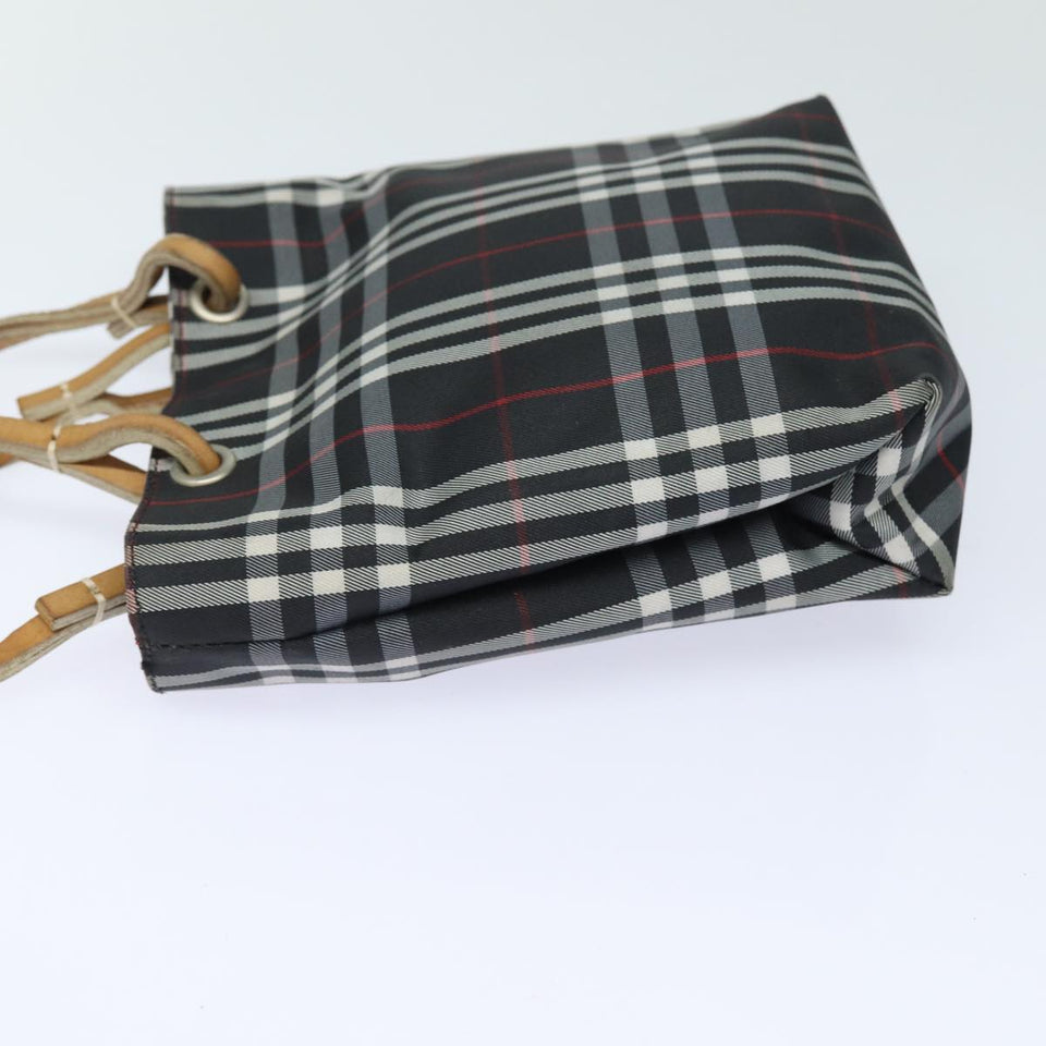 Luxury Burberry Nova Check Hand Bag Nylon Black Auth bs15673