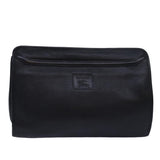 Luxury BurberrySs Clutch Bag Leather Black Auth bs15681