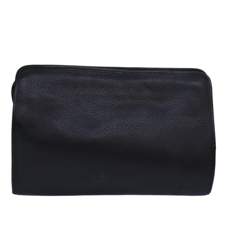 Luxury BurberrySs Clutch Bag Leather Black Auth bs15681