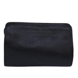 Luxury BurberrySs Clutch Bag Leather Black Auth bs15681