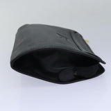 Luxury BurberrySs Clutch Bag Leather Black Auth bs15681