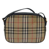 Luxury BurberrySs Nova Check Shoulder Bag Canvas Beige Black Auth bs15721