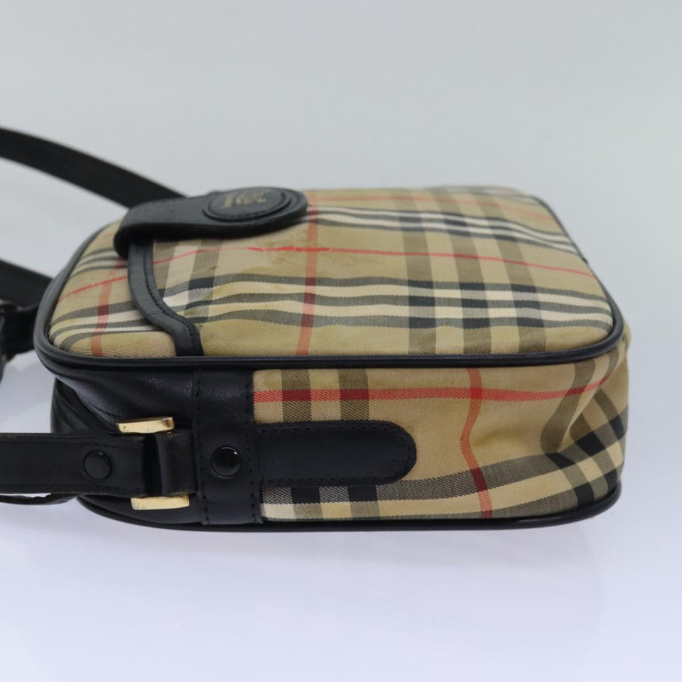 Luxury BurberrySs Nova Check Shoulder Bag Canvas Beige Black Auth bs15721