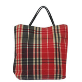 Luxury Burberry Nova Check Hand Bag Canvas Red Black Auth bs15729