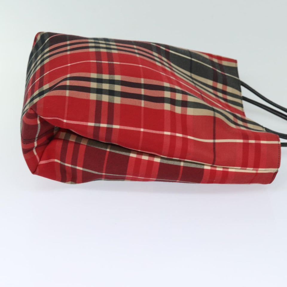 Luxury Burberry Nova Check Hand Bag Canvas Red Black Auth bs15729