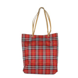 Luxury Burberry Nova Check Tote Bag Canvas Red Auth bs15730