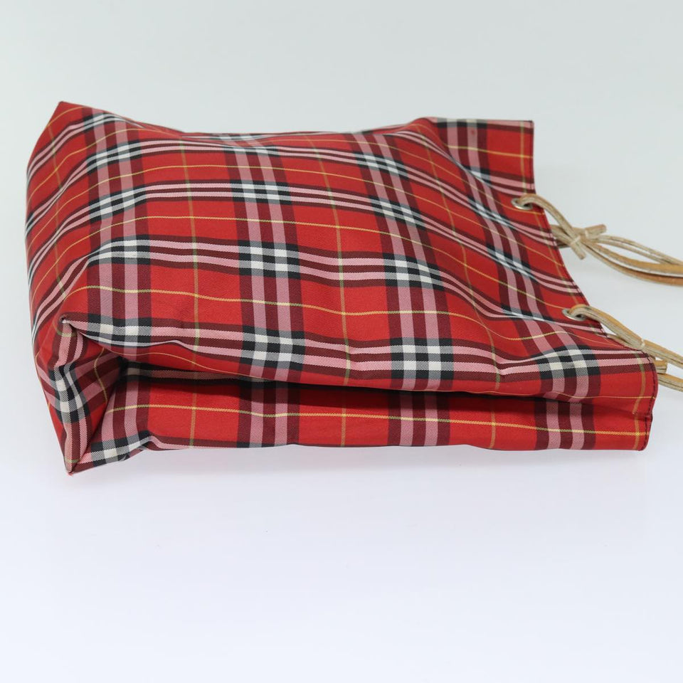 Luxury Burberry Nova Check Tote Bag Canvas Red Auth bs15730