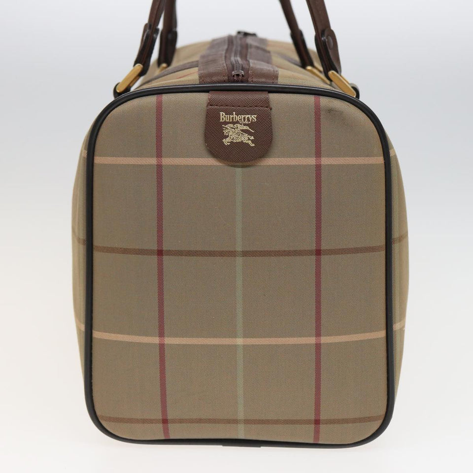 Luxury BurberrySs Nova Check Boston Bag Canvas Beige Auth bs15740