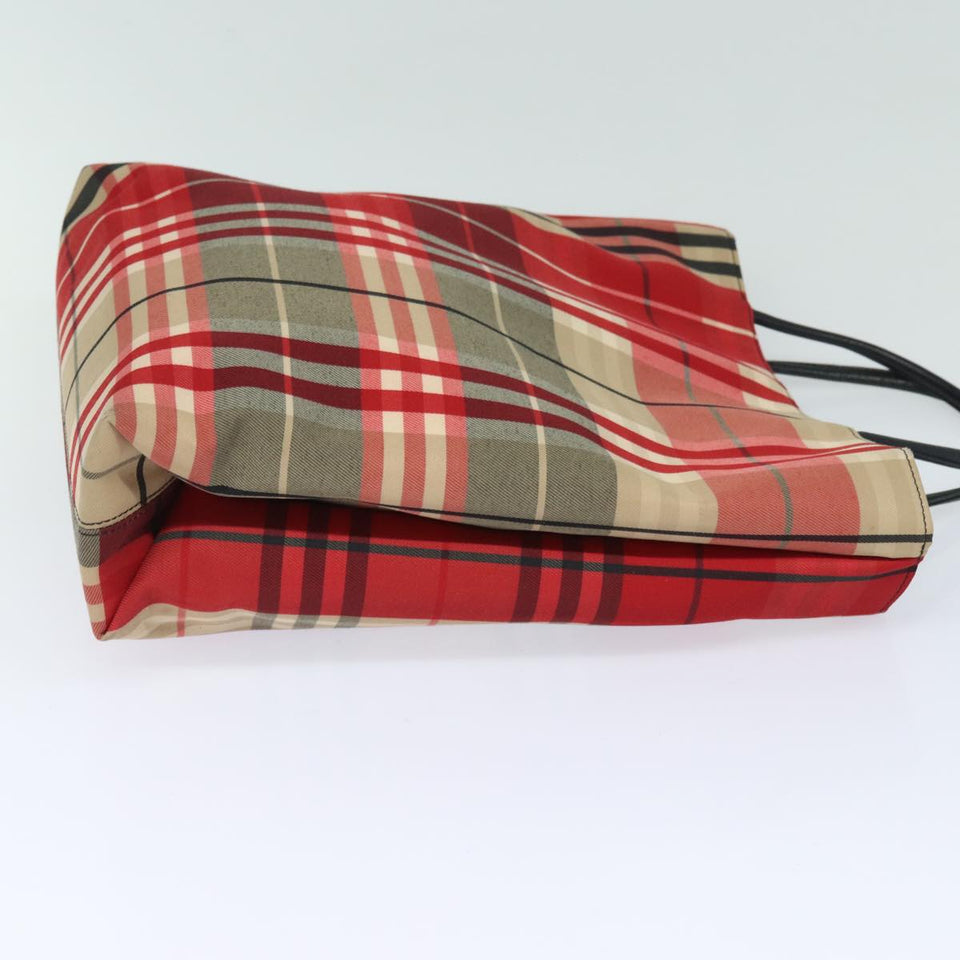 Luxury Burberry Nova Check Hand Bag Canvas Red Auth bs15741
