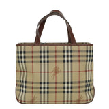 Luxury Burberry Nova Check Hand Bag PVC Beige Auth bs15799