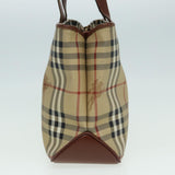 Luxury Burberry Nova Check Hand Bag PVC Beige Auth bs15799