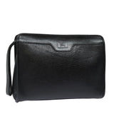 Luxury BurberrySs Clutch Bag Leather Black Auth bs15805