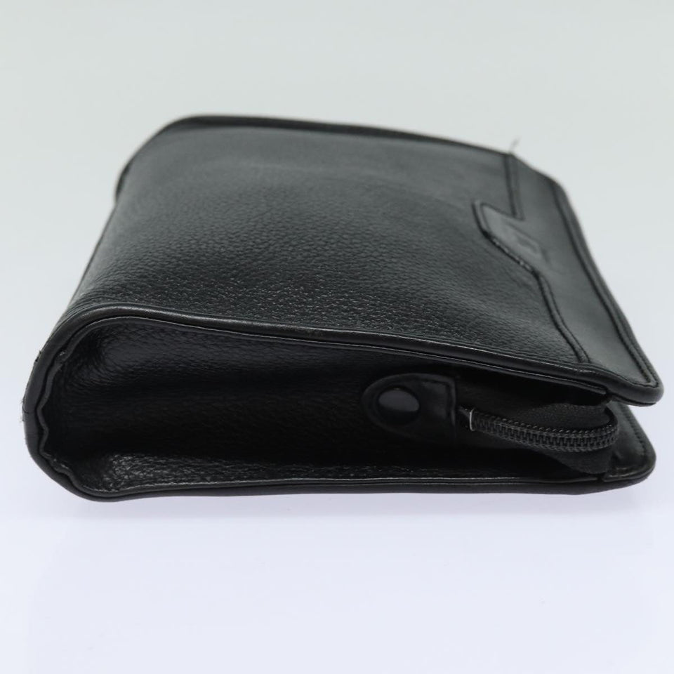 Luxury BurberrySs Clutch Bag Leather Black Auth bs15805