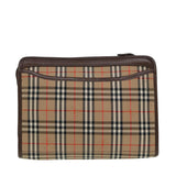 Luxury BurberrySs Nova Check Clutch Bag Canvas Beige Auth bs15806