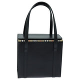 Luxury BurberrySs Hand Bag Leather Black Auth bs16011