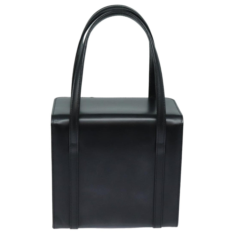 Luxury BurberrySs Hand Bag Leather Black Auth bs16011